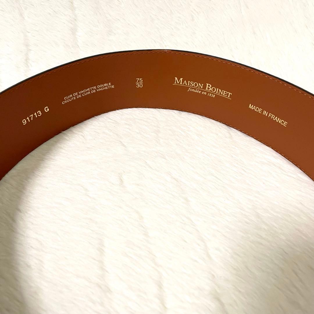 極美品《MAISON BOINET》太ベルト ブラック ゴールド金具 フランス製