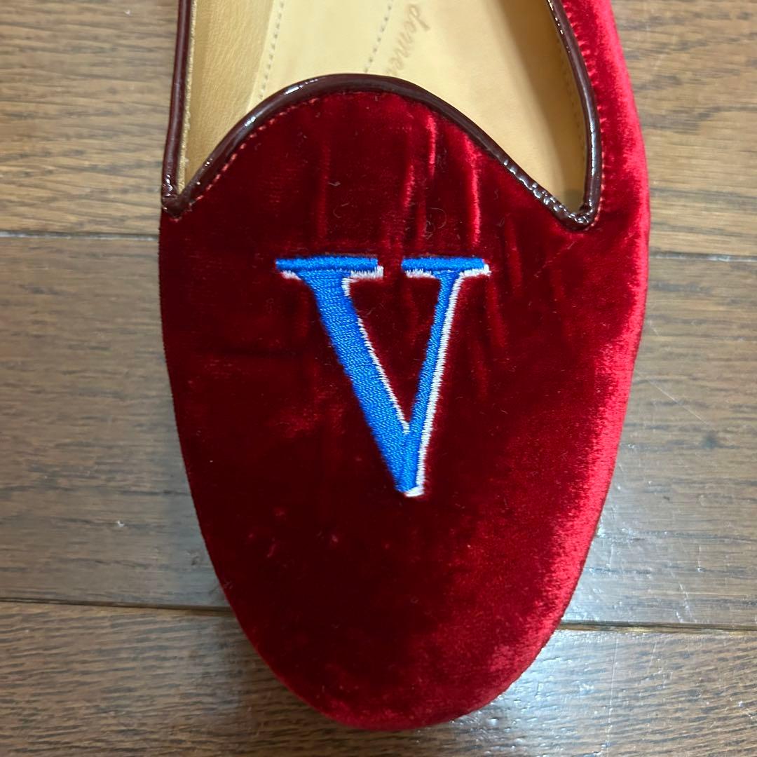 CHIARIN美品 シャテル ベルベット フラットシューズ 刺繍 36.5