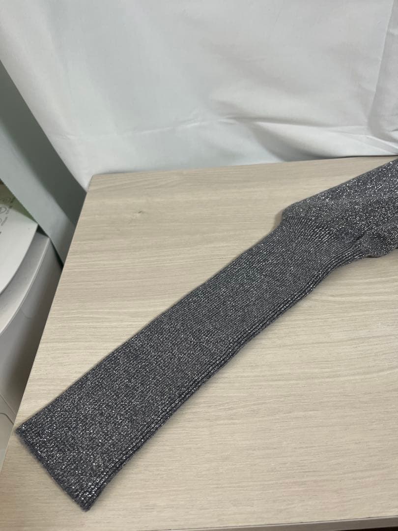 定価5万 MARK&LONA ラメ ニット ポロ 38 グレー パフスリーブ 冬