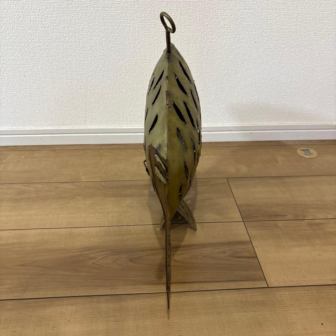 金属製 魚型置物 大型金属魚型懸垂式ろうそくランタン