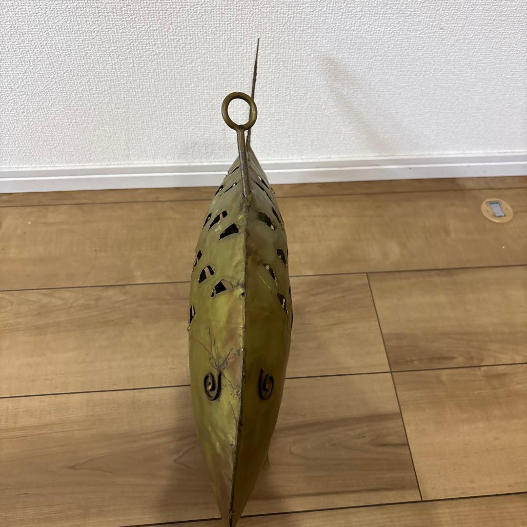 金属製 魚型置物 大型金属魚型懸垂式ろうそくランタン