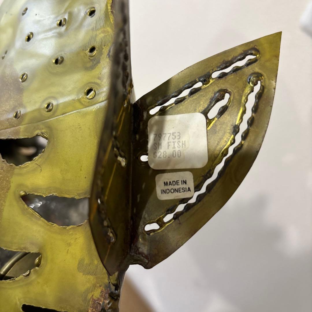 金属製 魚型置物 大型金属魚型懸垂式ろうそくランタン