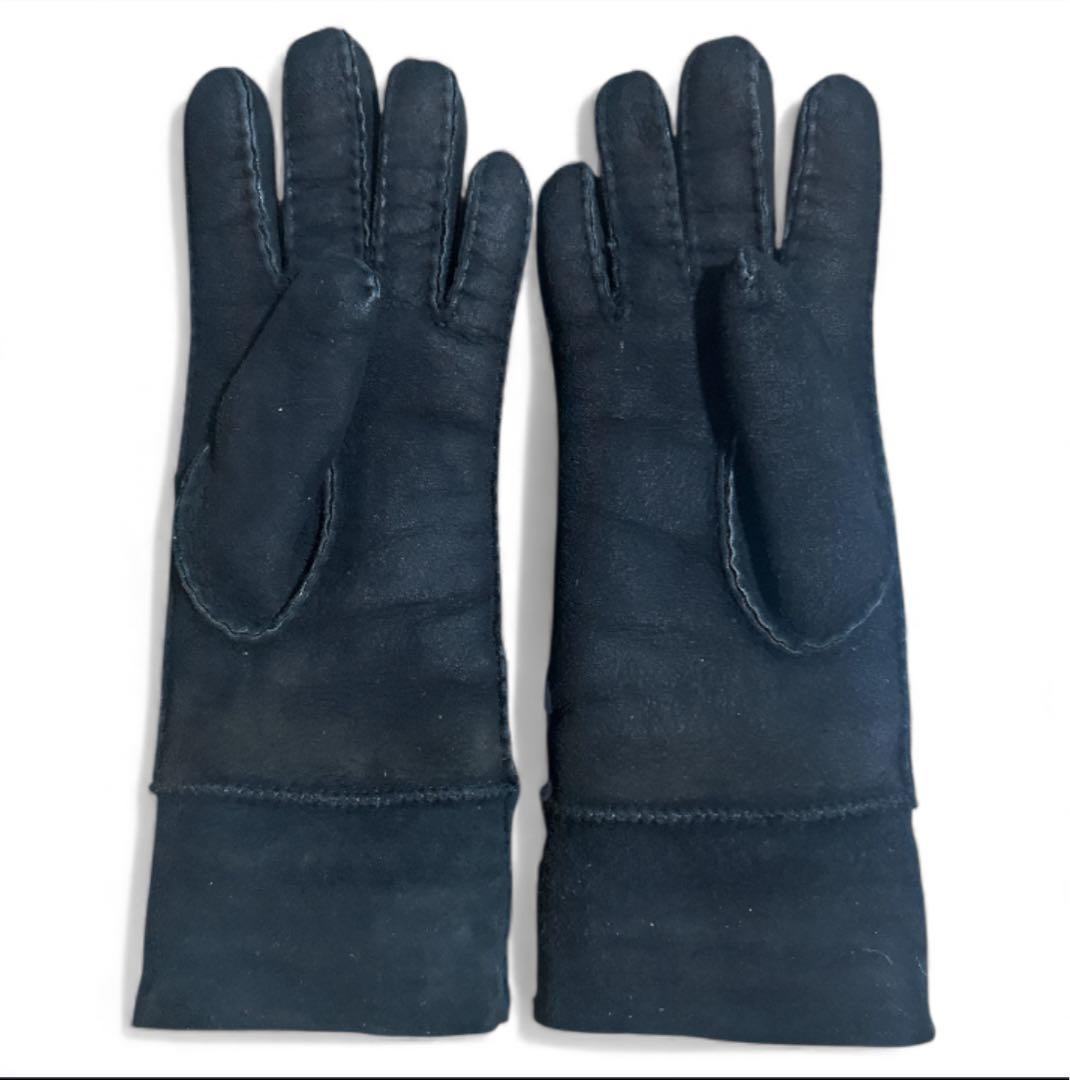 【UGG アグ】カフグローブ シープスキン ムートン手袋 S ロゴ レザー ボア