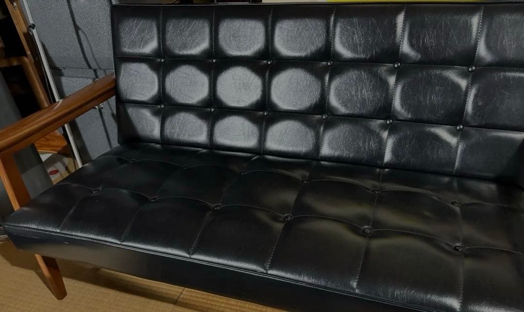 美品【カリモク60 】Kチェア2シーター　2人掛けソファ　黒　ブラック