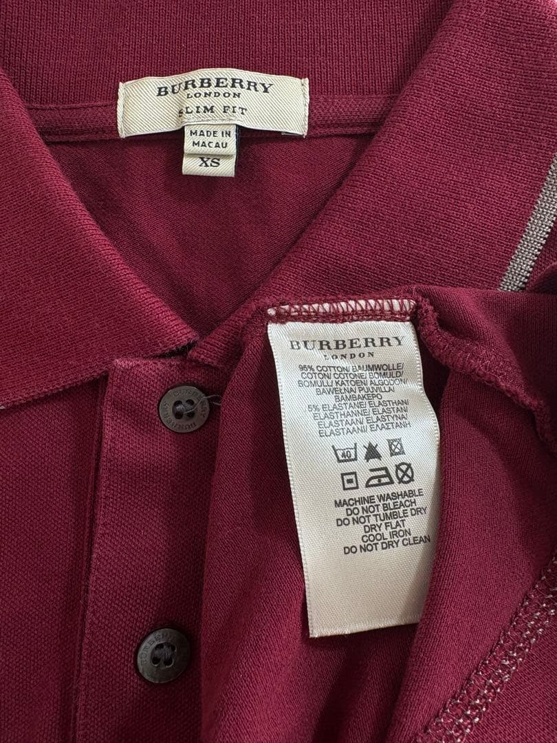 希少Burberryビッグポニー刺繍　y2k平成ギャル英字ボタンぴちポロ　リブ