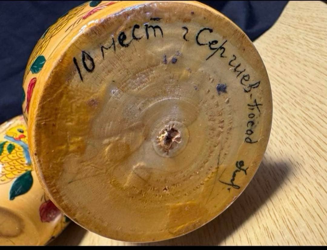 ヴィンテージ ロシア　デザイナーズ　猫と女の子マトリョーシカ　長期保存