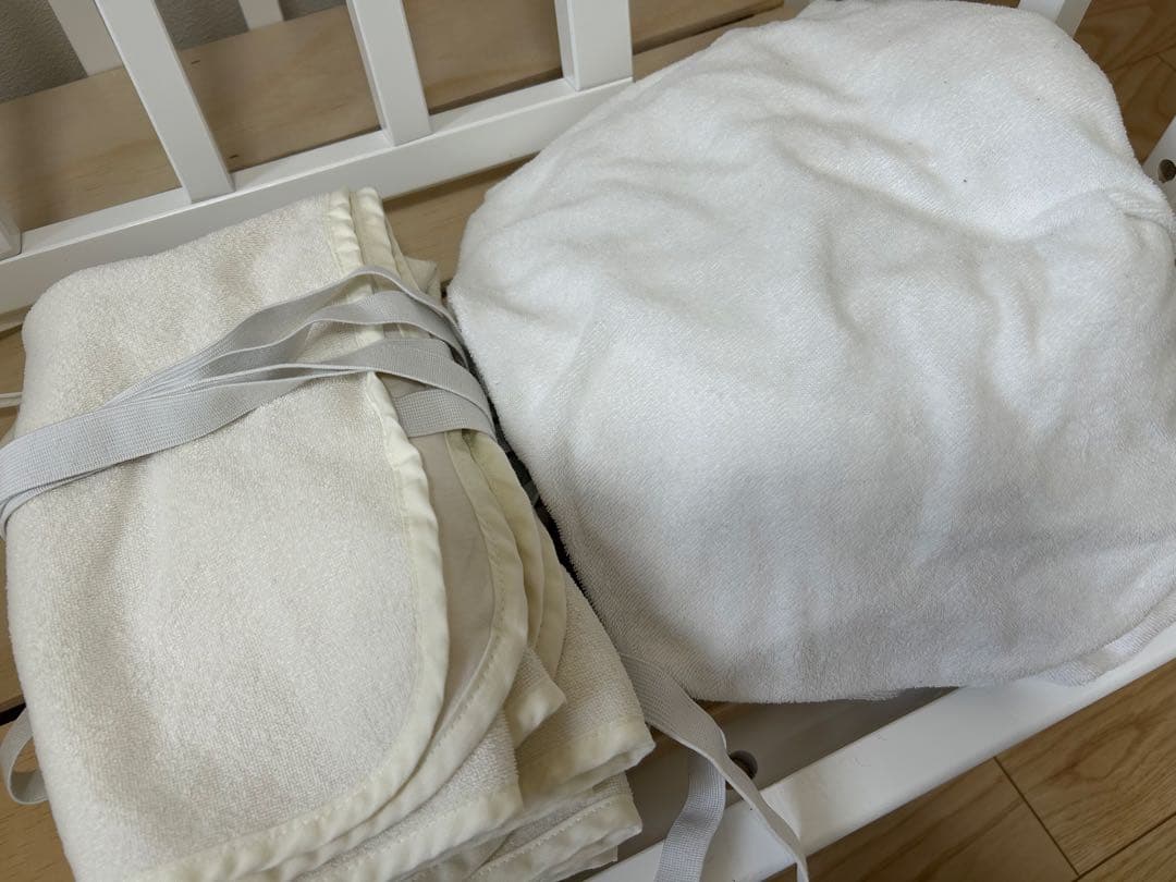 そいねーるⅢ ホワイト木製、布団セット、ベッドガード、サポートベルトあり