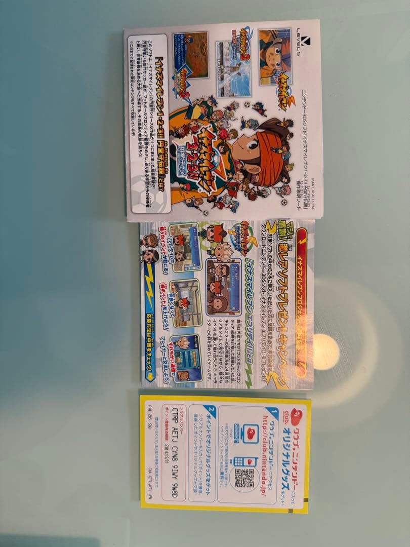 ニンテンドー3DSソフト「イナズマイレブン1・2・3!!円堂守伝説」起動済み確認