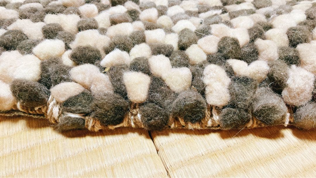 ウールラグ　円形　ブラウン 150φ　ボールラグ