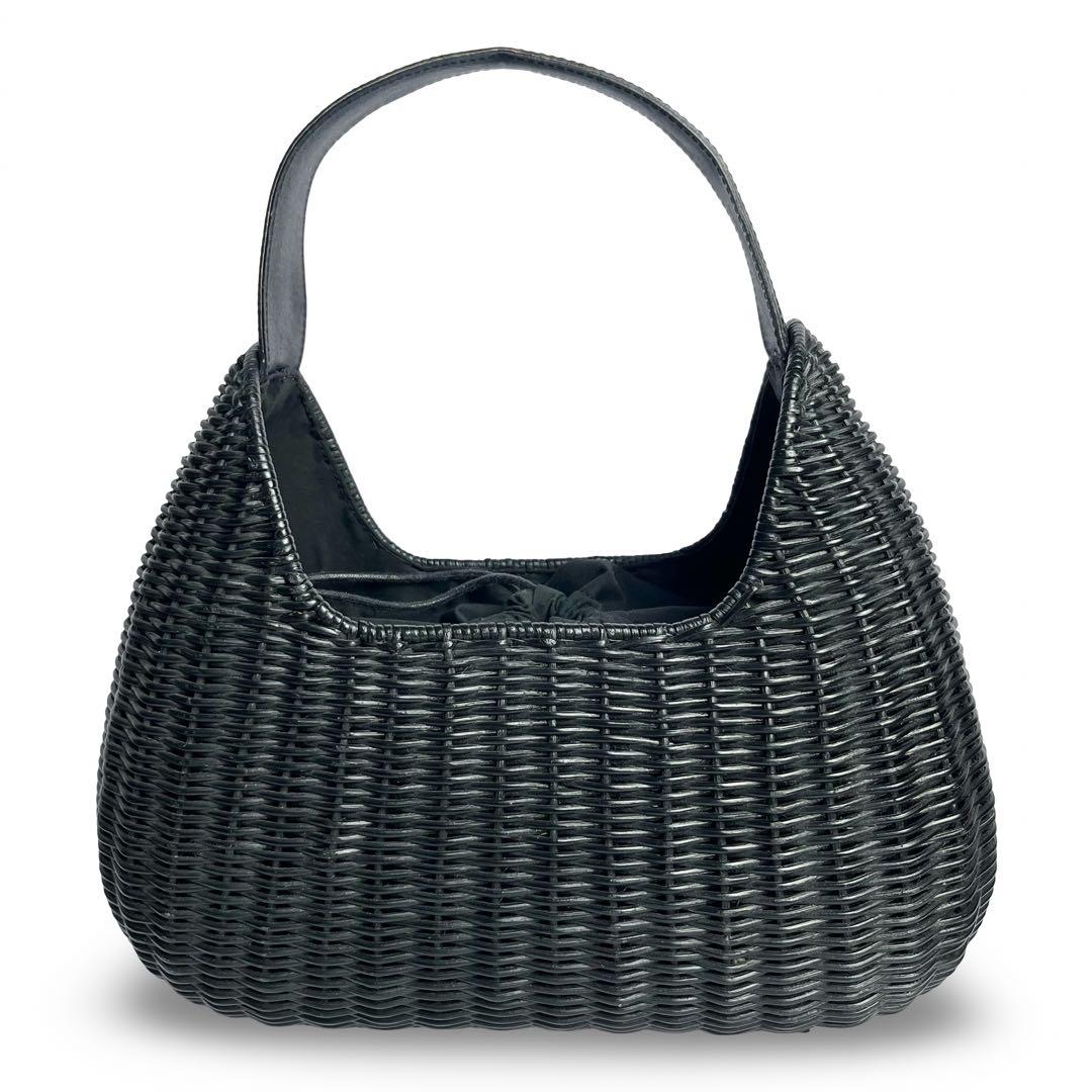 なたけ♪美品✨ポールカ ラタン かごバッグ ハンドバッグ 黒