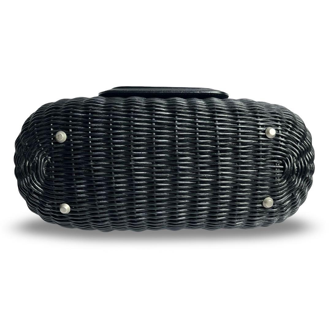 なたけ♪美品✨ポールカ ラタン かごバッグ ハンドバッグ 黒