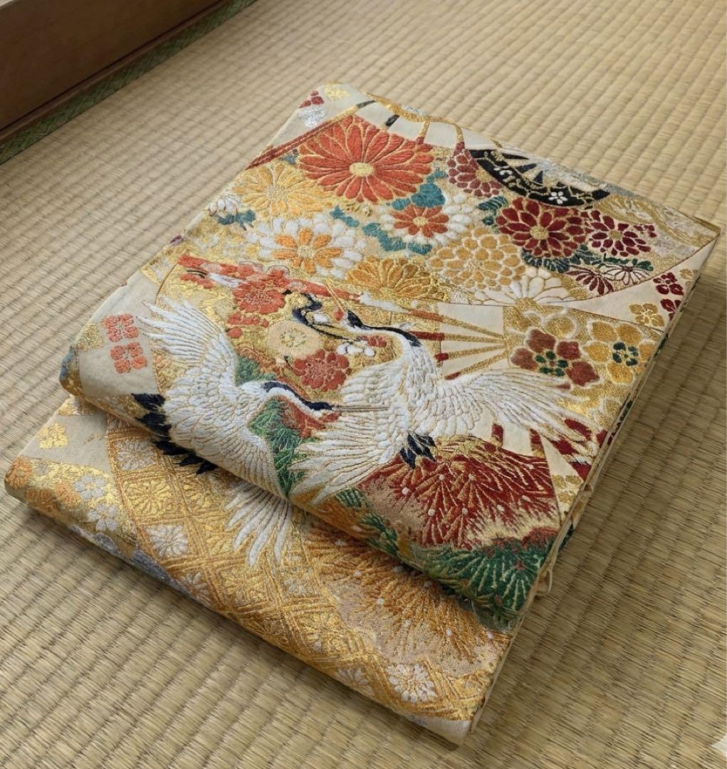 美品　黒留袖　総柄　袋帯　鶴　4点フルセット　結婚式　比翼仕立て　礼装　着物