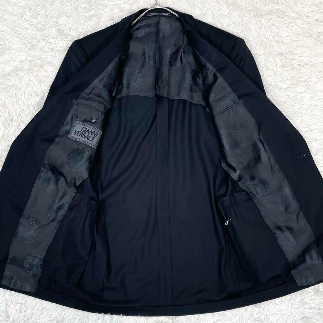 美品✨ヴェルサーチ スーツ セットアップ ストレッチ 裏地メデューサ 背抜き 黒