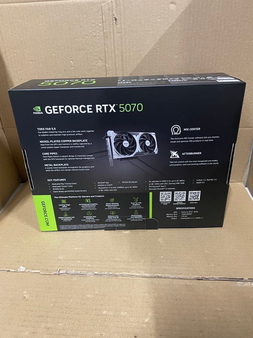 グラフィックボード・グラボ・ビデオカード MSI GeForce RTX 5070 12G VENTUS 2X OC