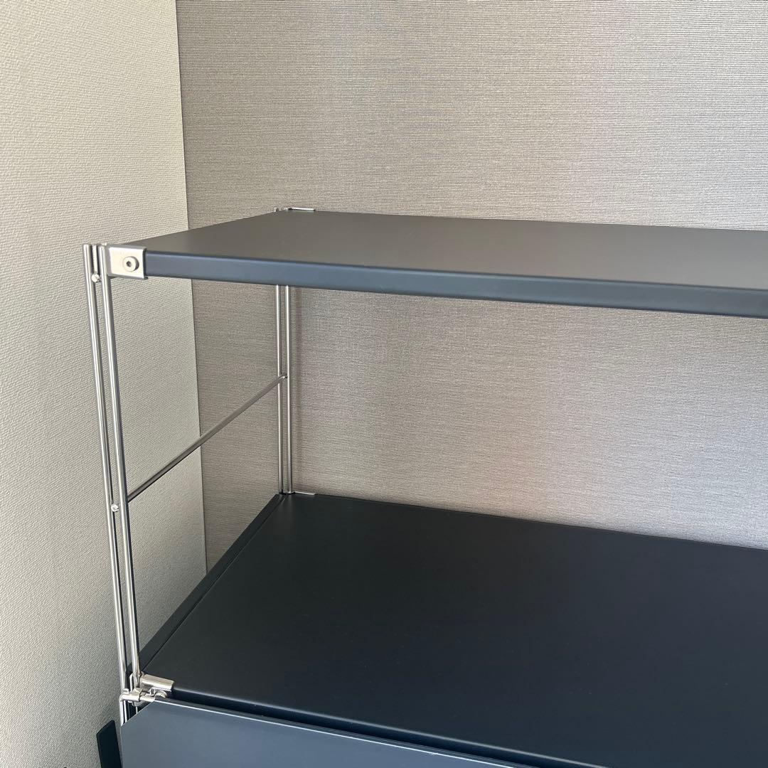 無印良品　ステンレスユニットシェルフ　ワイド小　ダークグレー