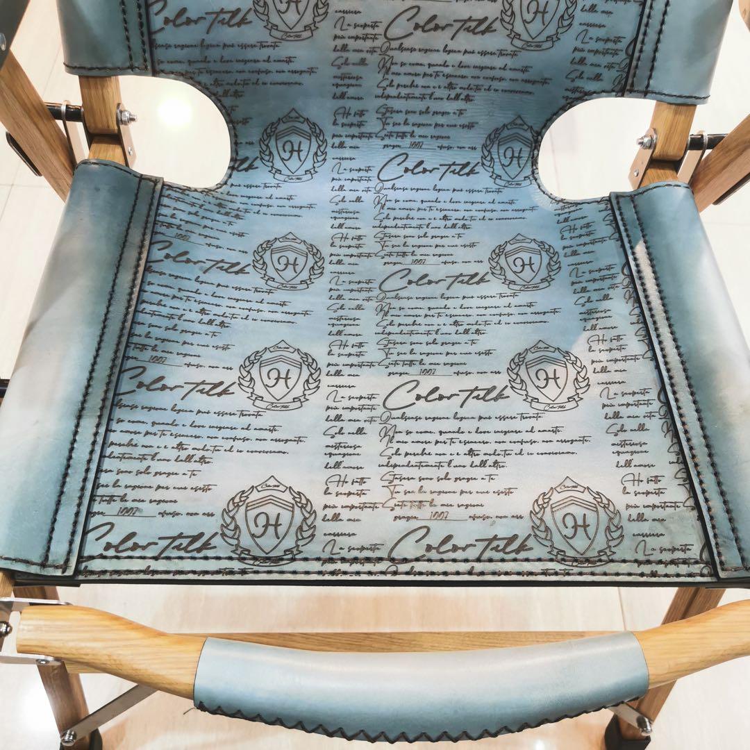 Miskeen アウトドアチェア 復古手書き模様頭層牛皮製クミットチェア