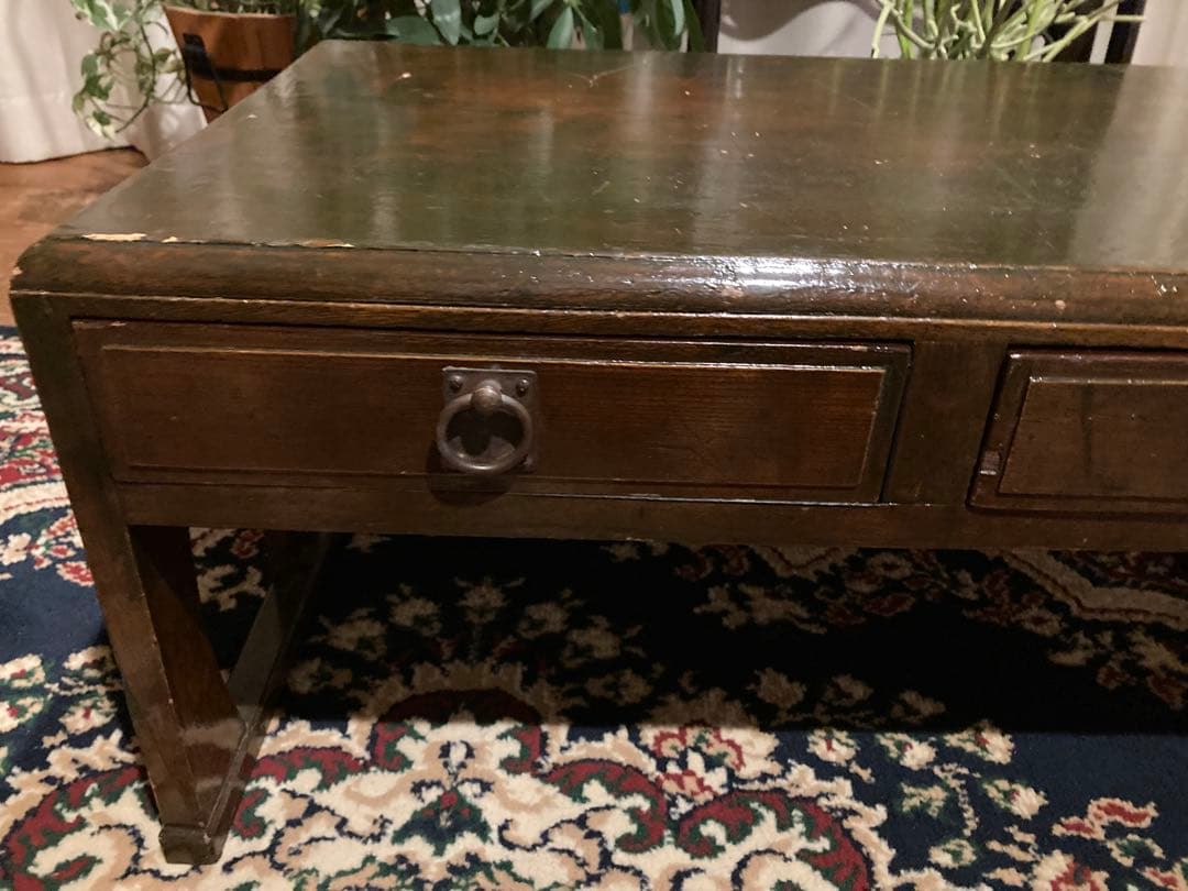 昭和レトロ　木製文机　引出し2杯　ローテーブル20