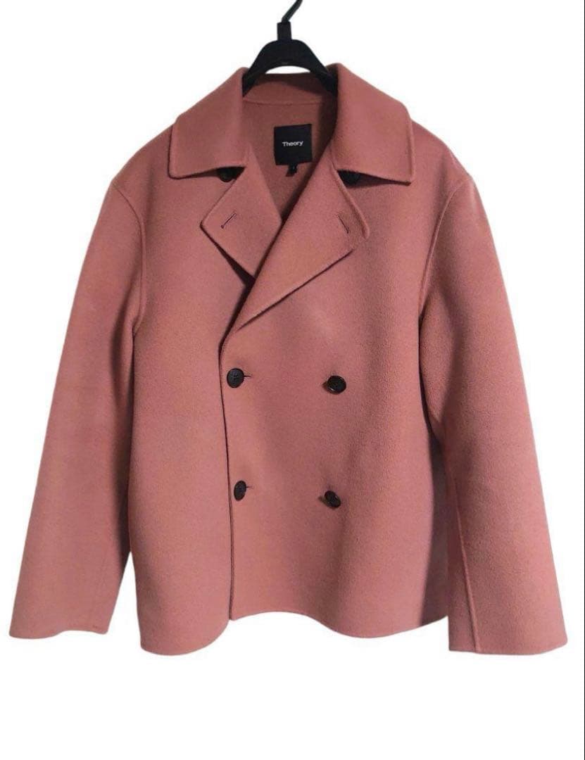 Theory 21aw ダブルフェイスピーコート ウール カシミア ピンク