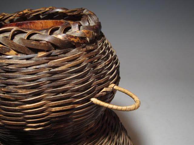 裏千家六代 六閑斎在判 篭花入「端月」八代 又玄斎 一燈追書k549