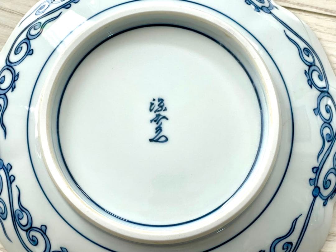 源右衛門 染錦草花文 和菓子皿 是米木窯 10客　染付　共箱