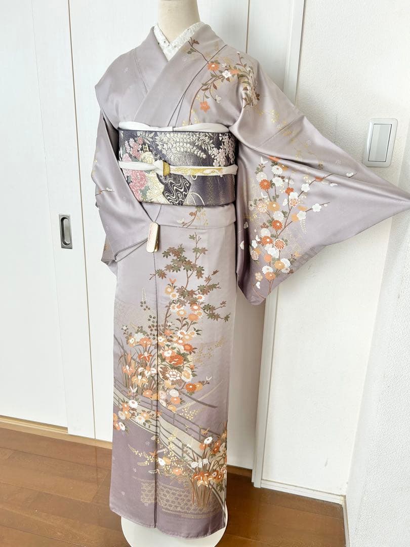 正絹訪問着　フルセット4点　卒業式　入学式　七五三　お宮参り　難あり