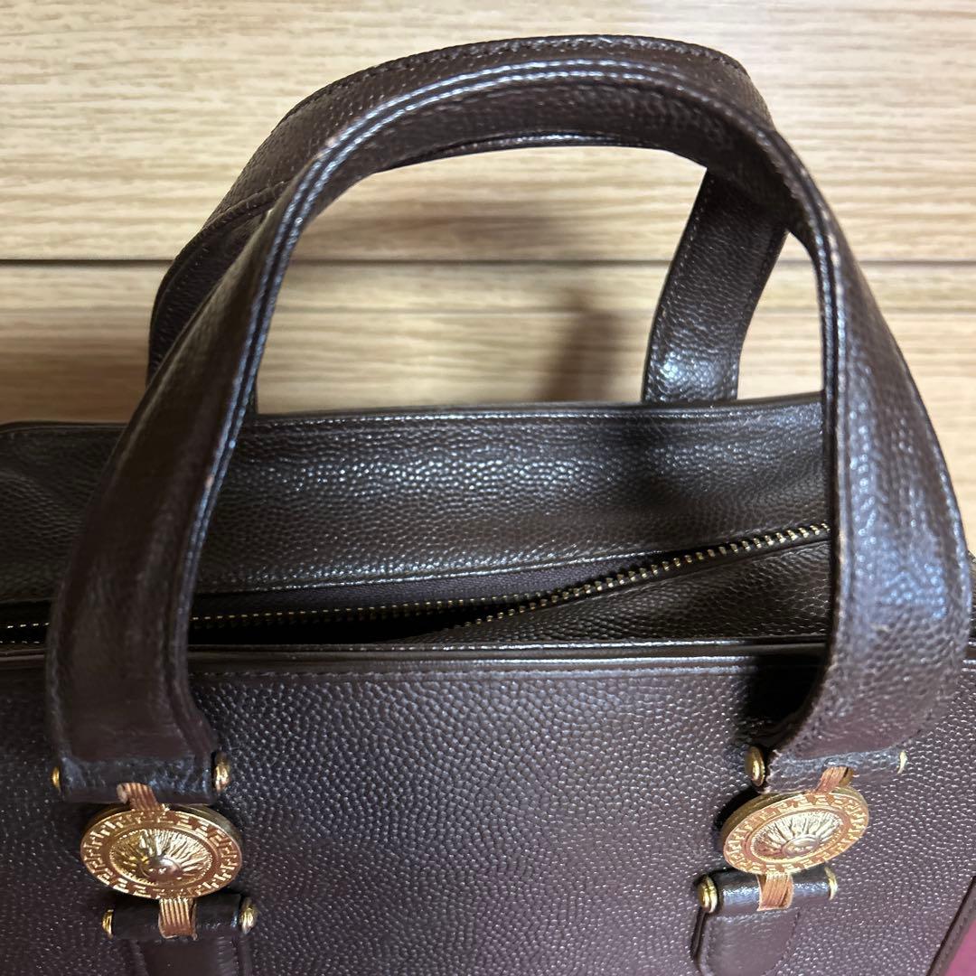 ヴェルサーチ　ハンドバッグ　ヴィンテージブラウンレザー　サンバースト