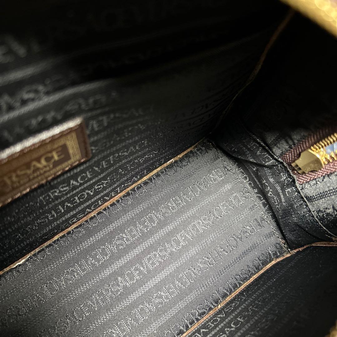 ヴェルサーチ　ハンドバッグ　ヴィンテージブラウンレザー　サンバースト