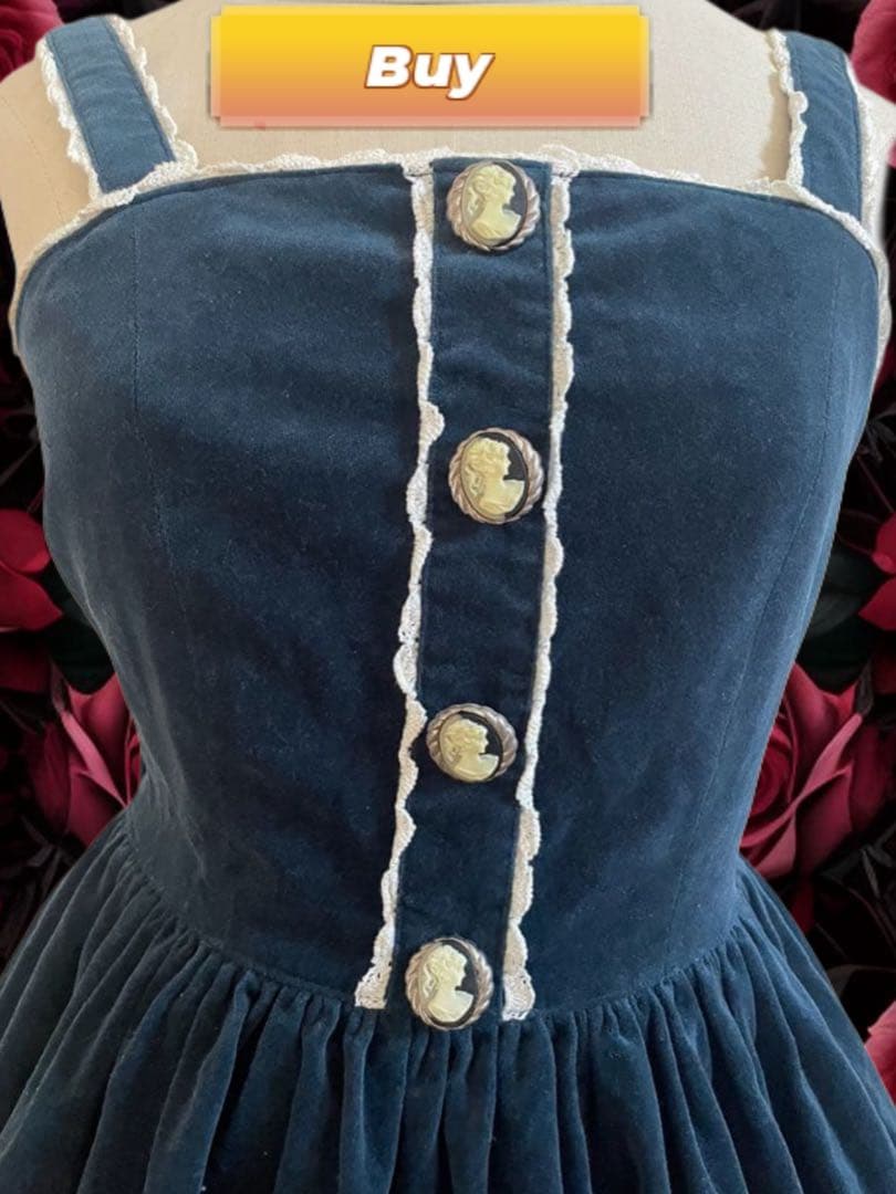 レア！メタモル*刺繍入り別珍ジャンパースカート＋リボンヘッドドレス*百合の紋章