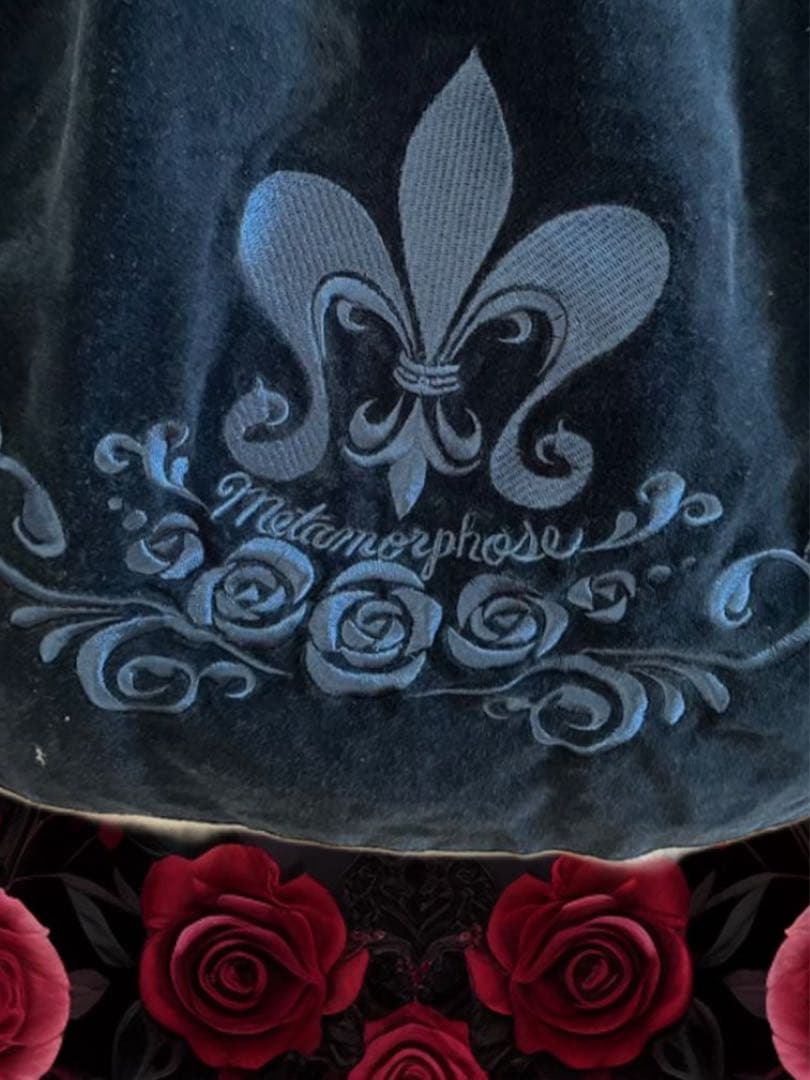 レア！メタモル*刺繍入り別珍ジャンパースカート＋リボンヘッドドレス*百合の紋章