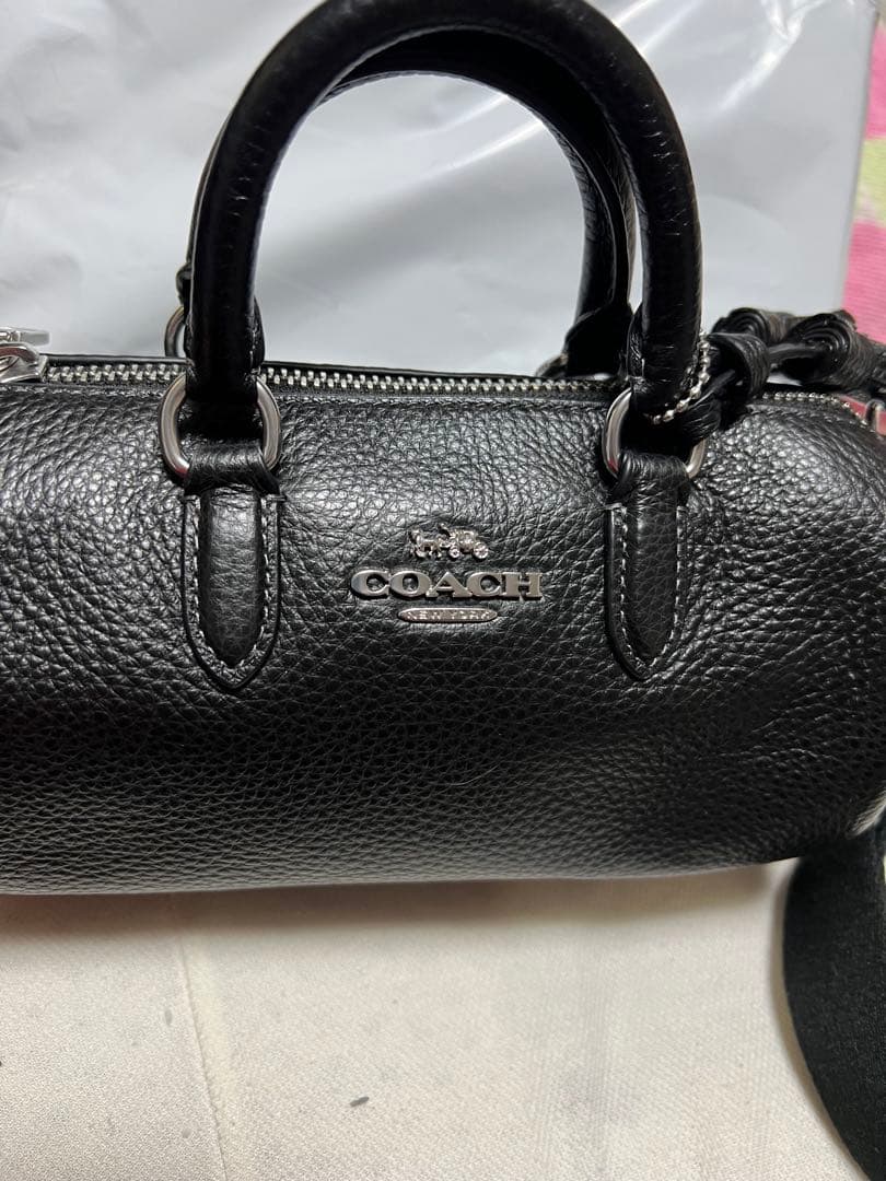 COACH ブラックレザー ハンドバッグ　ショルダーバッグ