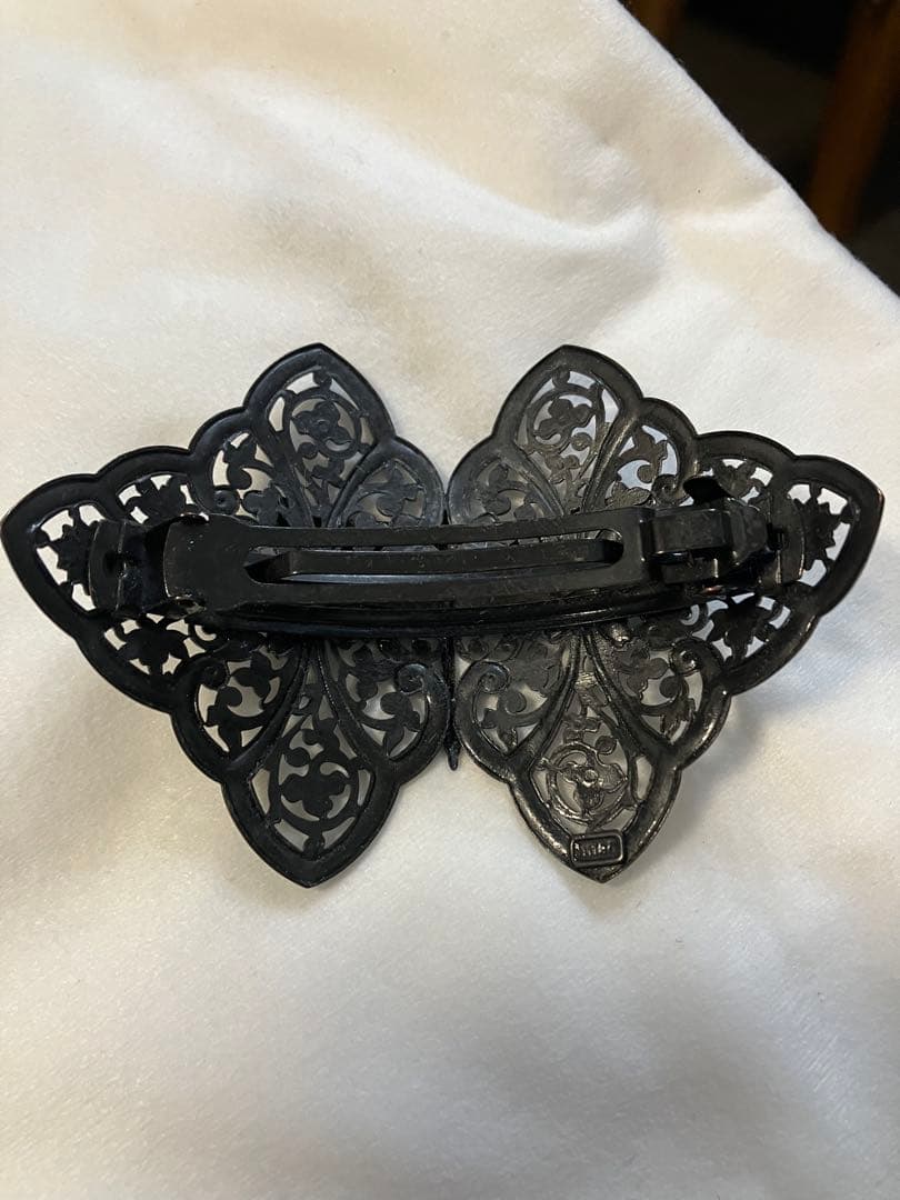 14 美品　イマック imac トンボ形状 ヘアバレッタ　漆黒ブラック