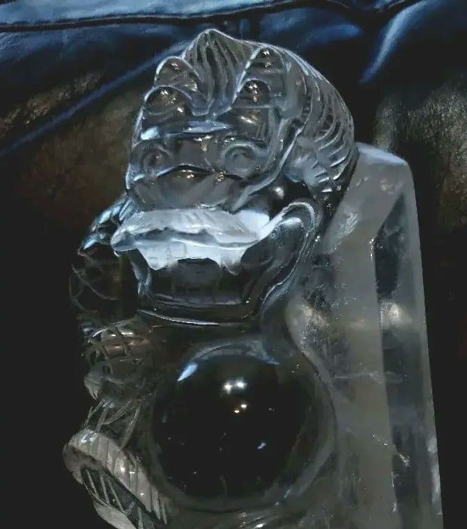 ▼激透明度❋14㌢1.4㎏✦純天然ヒマラヤ本水晶最高品質✤龍神✶宝珠手彫