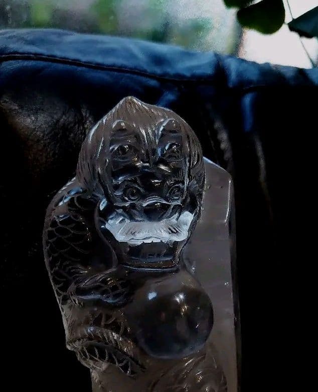 ▼激透明度❋14㌢1.4㎏✦純天然ヒマラヤ本水晶最高品質✤龍神✶宝珠手彫