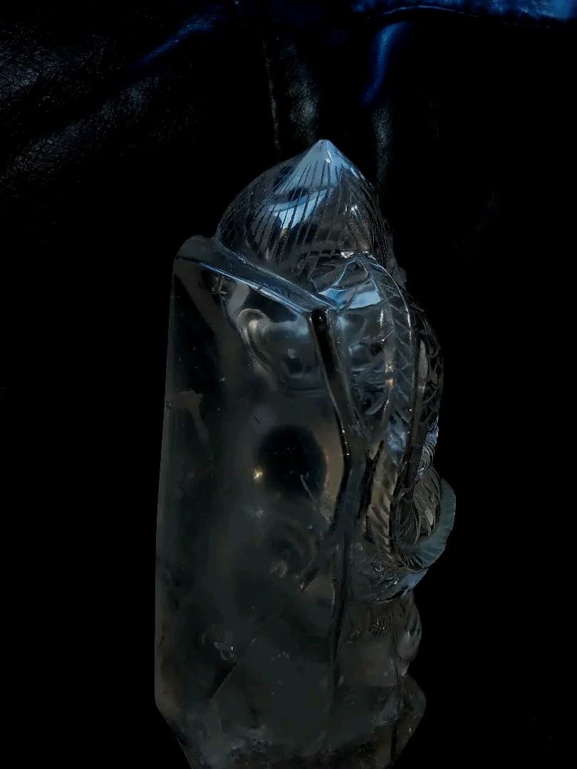 ▼激透明度❋14㌢1.4㎏✦純天然ヒマラヤ本水晶最高品質✤龍神✶宝珠手彫