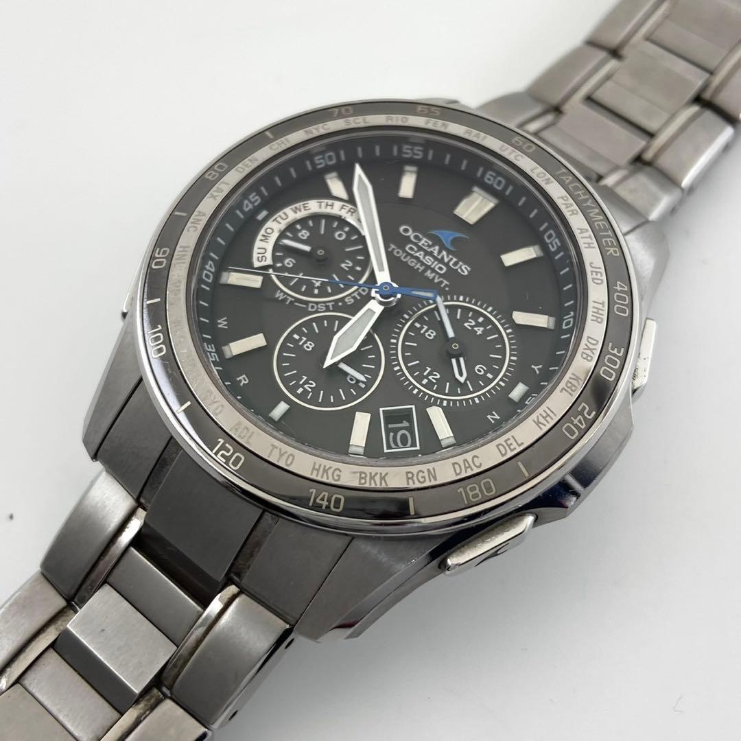 【稼働】CASIO オシアナス 電波ソーラー 腕時計 クロノグラフ デイト