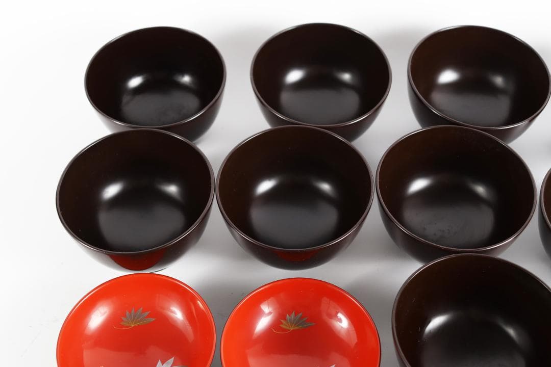 平安 象彦 花蒔絵 黒喰吸物椀 十客