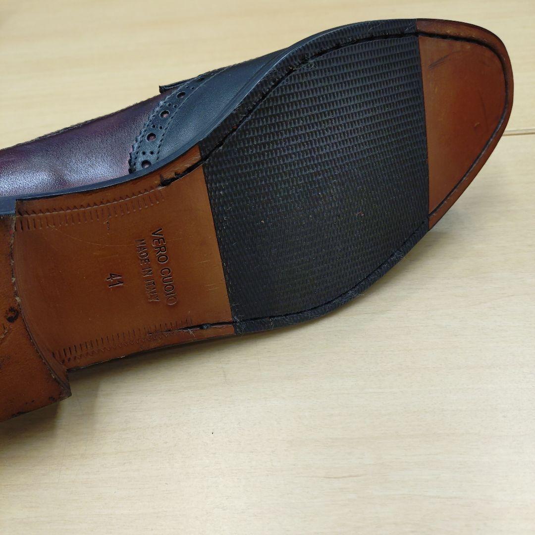 マウリツィオベリーニ 紳士靴 ブラック／ワイン 展示品 イタリア製 サイズ41