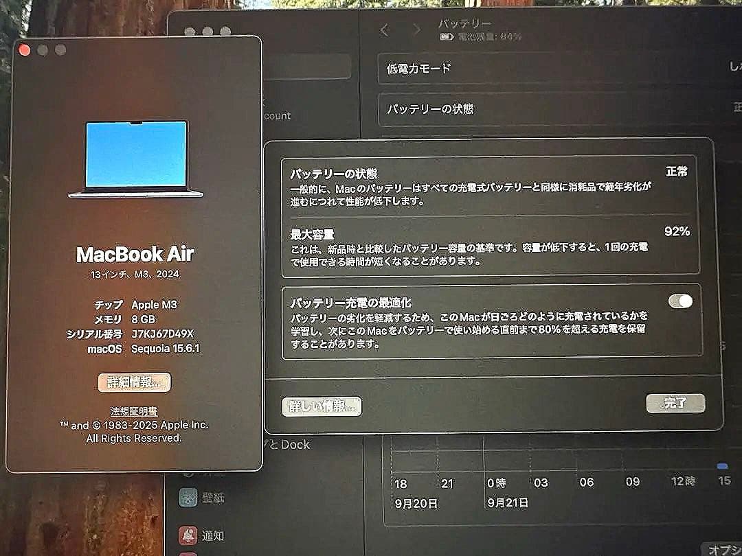 MacBookAir13インチM3/SSD256GB/メモリ8GB