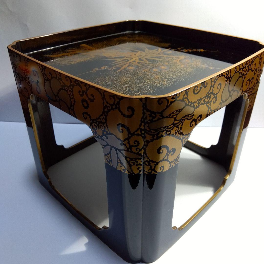 加賀蒔絵　時代祝い盃台　蒔絵松竹文熨斗の図　梨地　共箱　美品