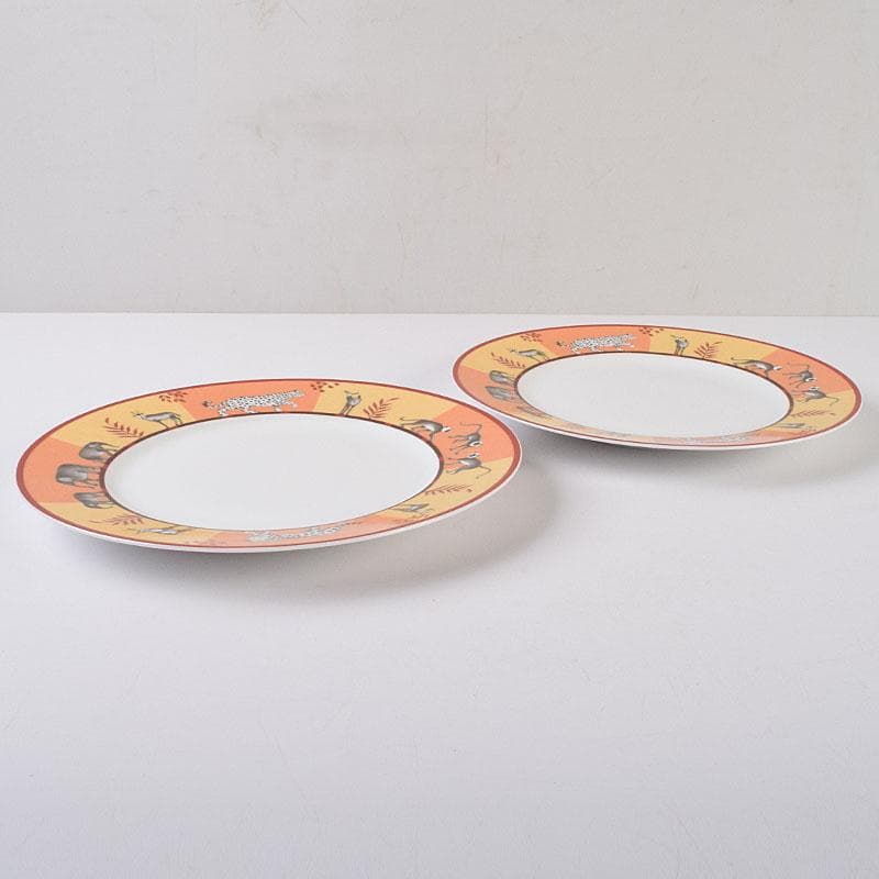 HERMES　エルメス　アフリカシリーズ　ペアプレート　箱付　M　R9131