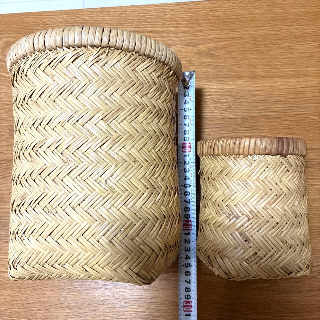 鳥越竹細工 竹籠 収穫籠　カゴ　つぼけ　大・小セット