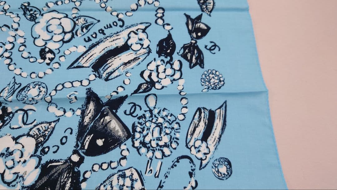 ★シャネル　CHANEL　コットン　ハンカチーフ　ミニスカーフ　ヴィンテージ