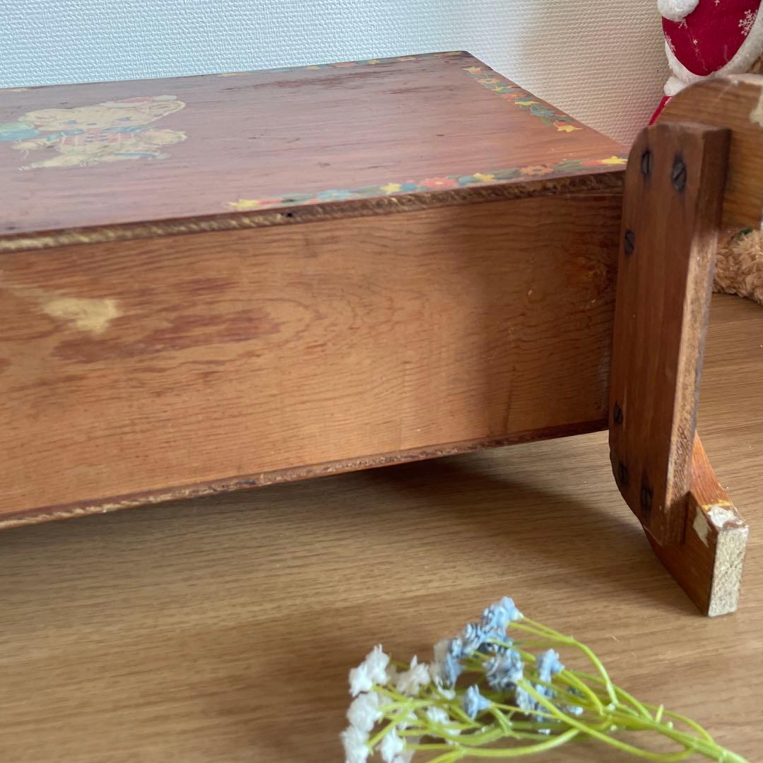 アメリカ購入　アンティーク　木製ラック レトロ　イラスト　本立て　ビンテージ