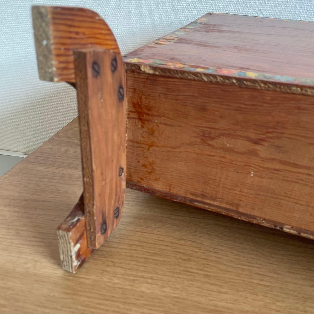 アメリカ購入　アンティーク　木製ラック レトロ　イラスト　本立て　ビンテージ