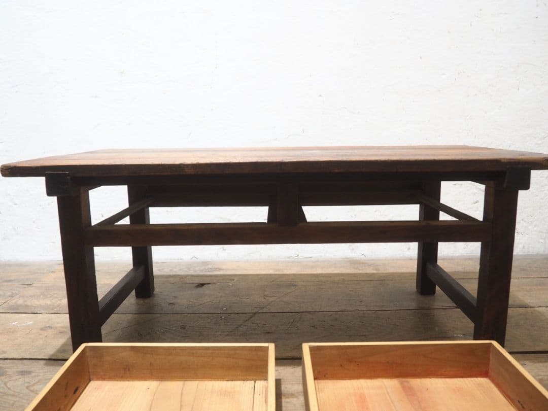 1258 アンティーク　文机　ローテーブル　収納ケース　陳列台　レトロ　古家具