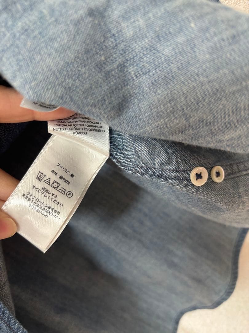 ラルフローレン　デニム　リボン　ボウタイ　フリル　シャツ