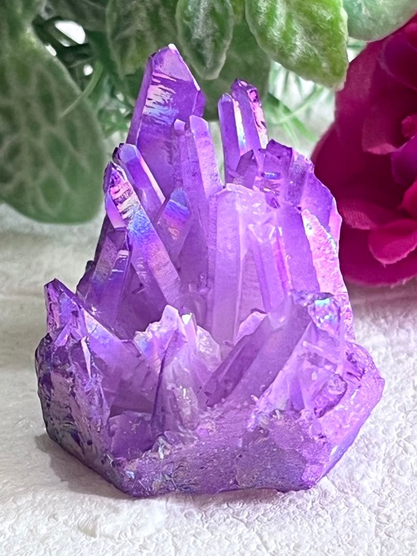 チャネリング✨　パープル　オーラ水晶　クリスタル　クラスター　原石