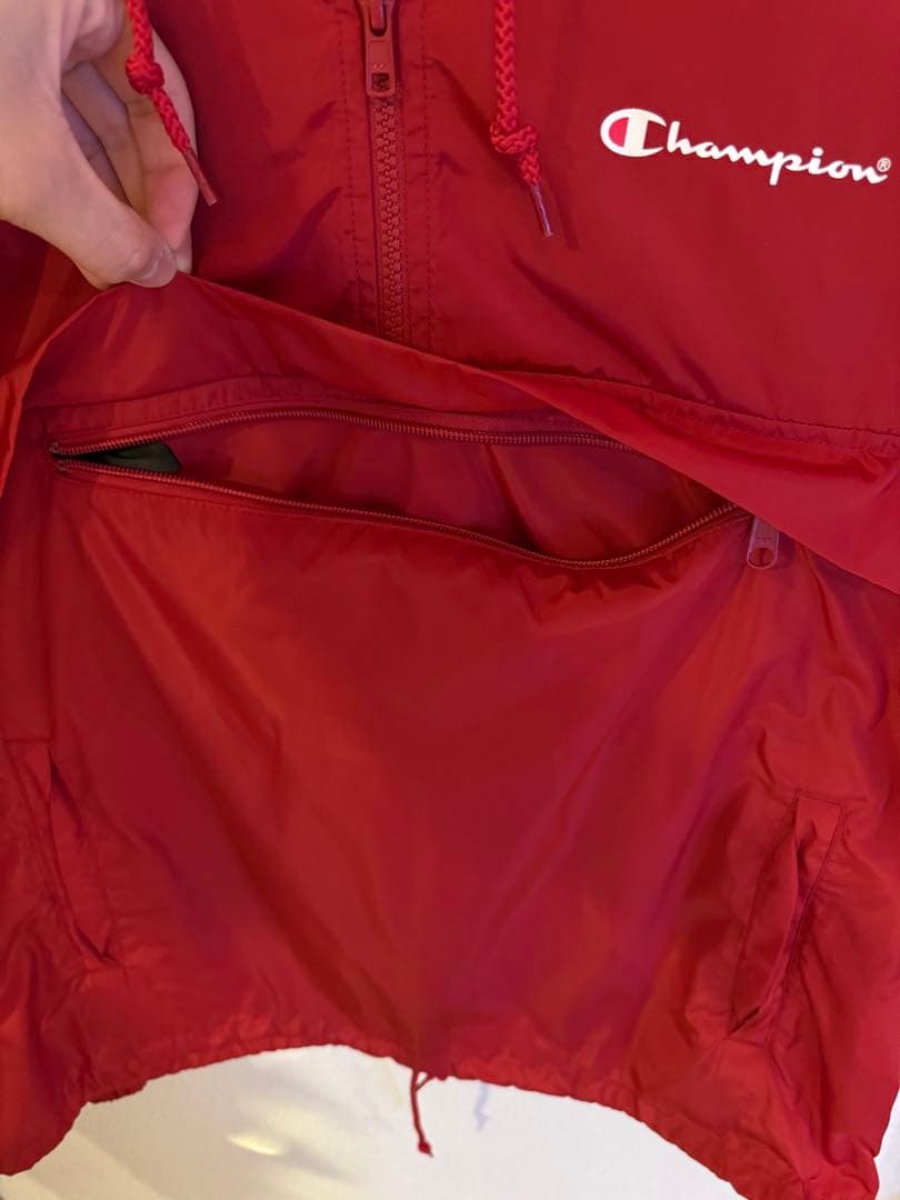 Champion Supreme コラボ 赤 ナイロンジャケット L