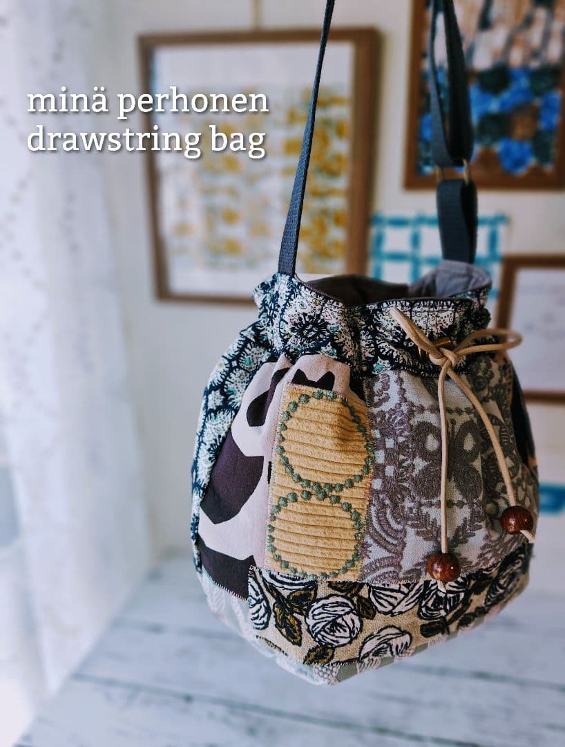 【再販ナシ】ミナペルホネン ドローストリングバッグ 巾着バッグ アネモネ