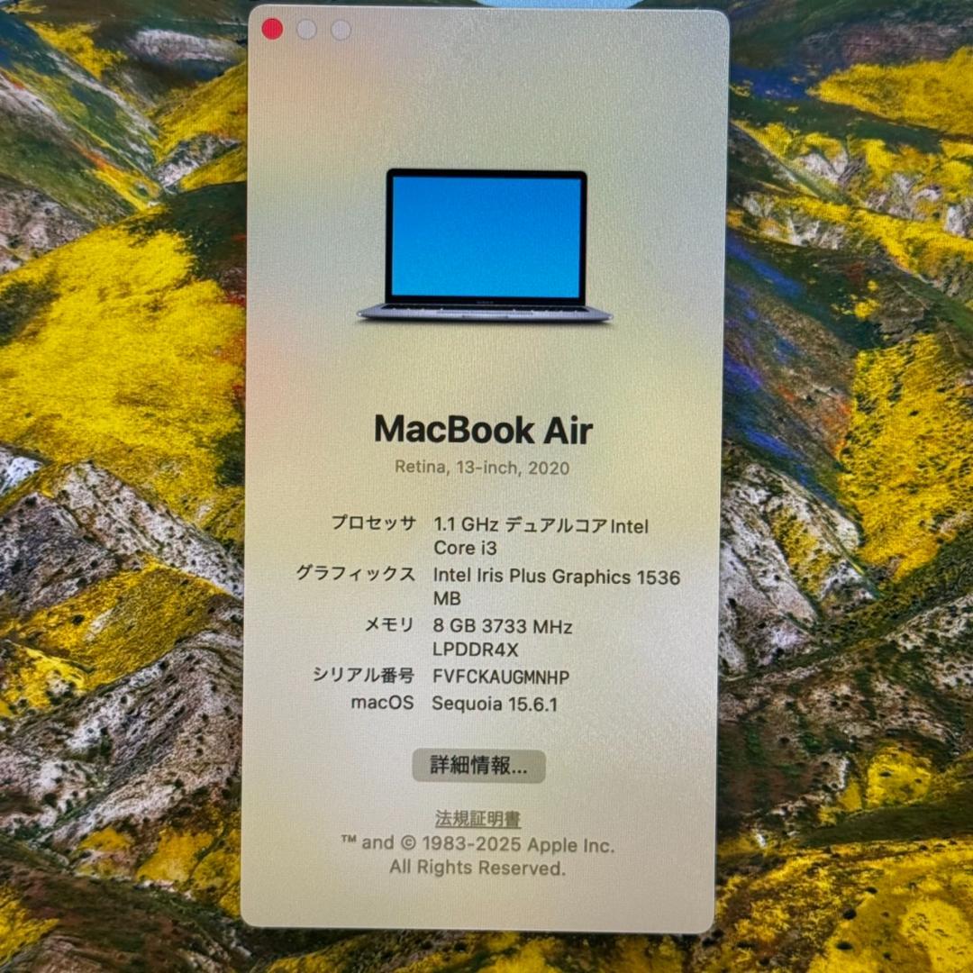 P239 バッテリー100％ MacBookAir i3 8GB 256GB